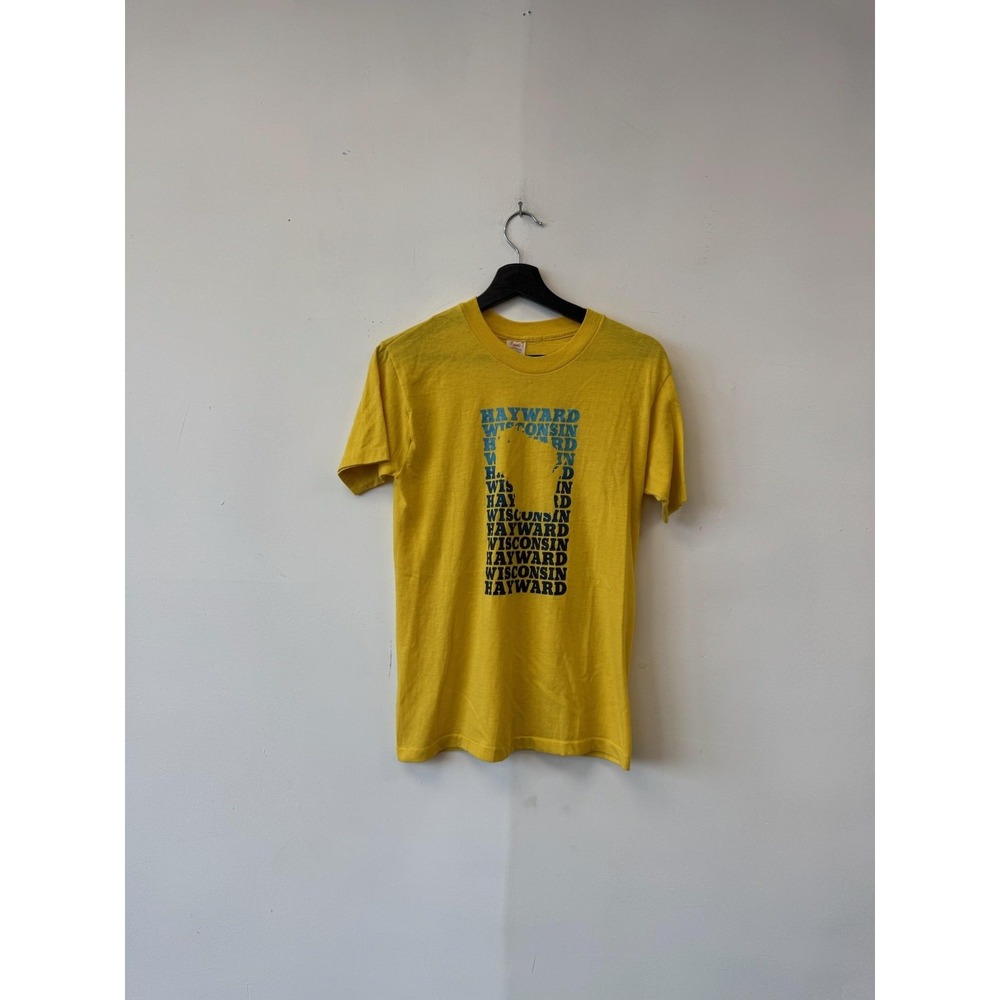 Vintage Hayward‎ Wisconsin Shirt Mens Small Yellow Stedman Graphic Tee 80s